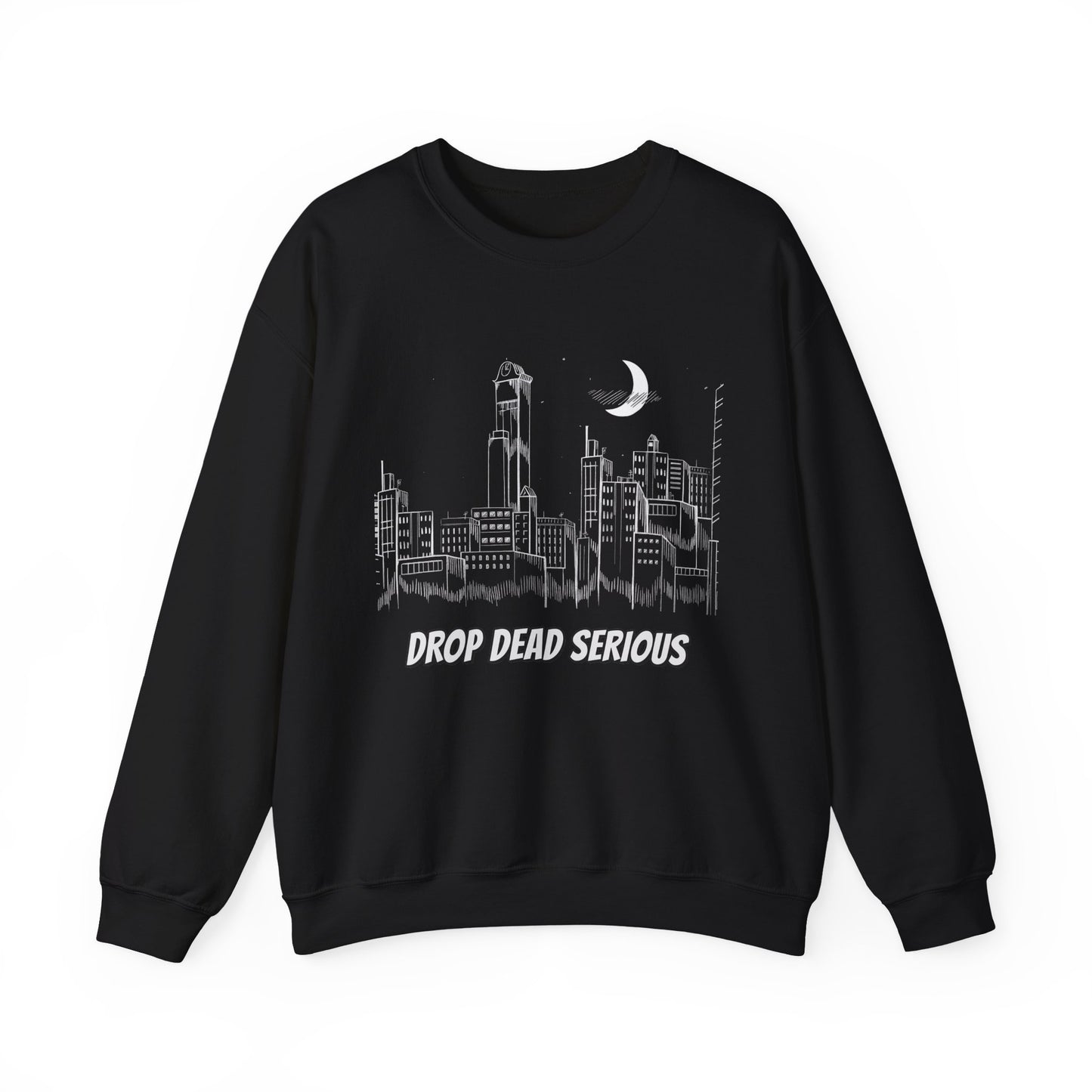 Drop Dead Serious Night Sky Graphic (Front Only) Crewneck