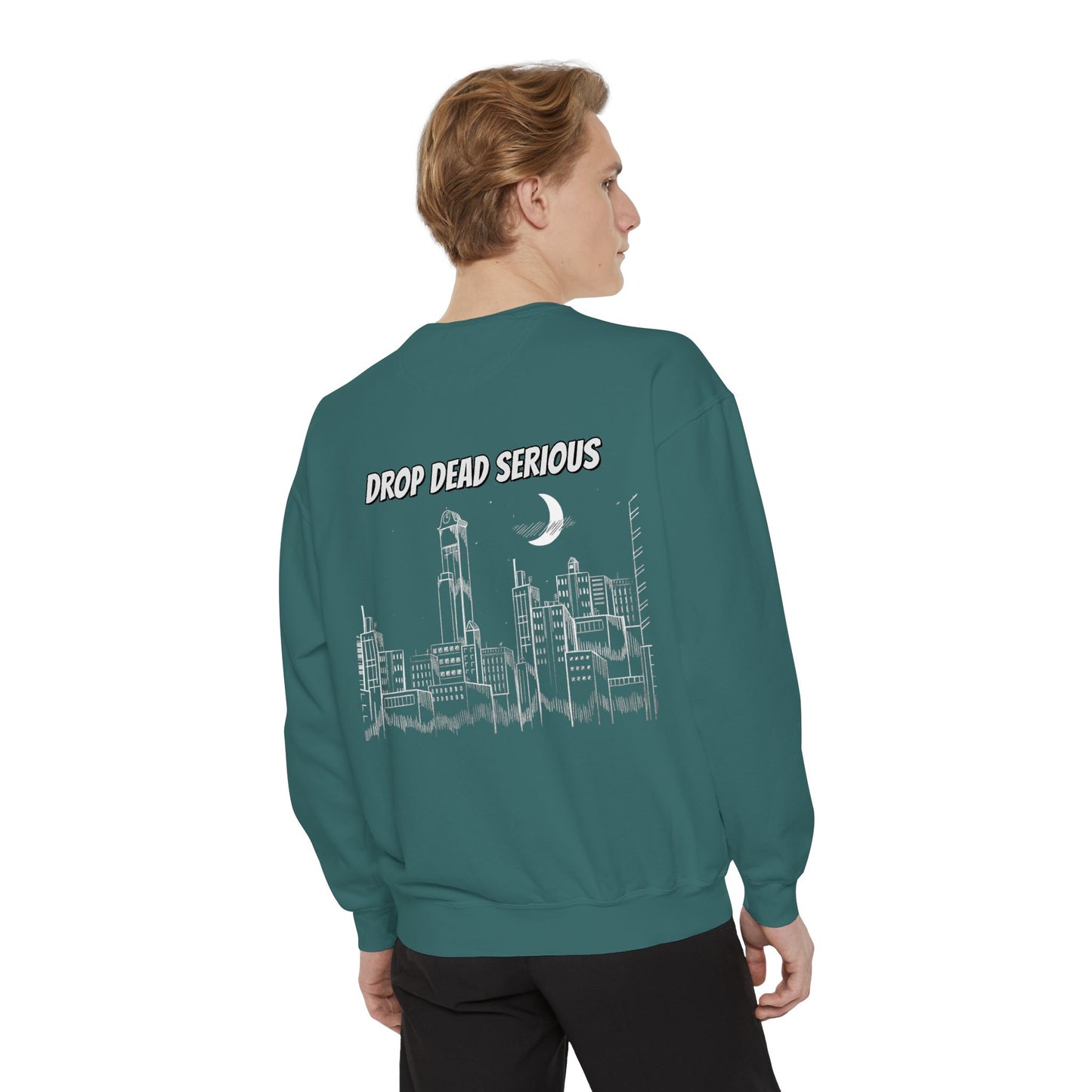 Drop Dead Serious Night Sky Graphic Sweatshirt