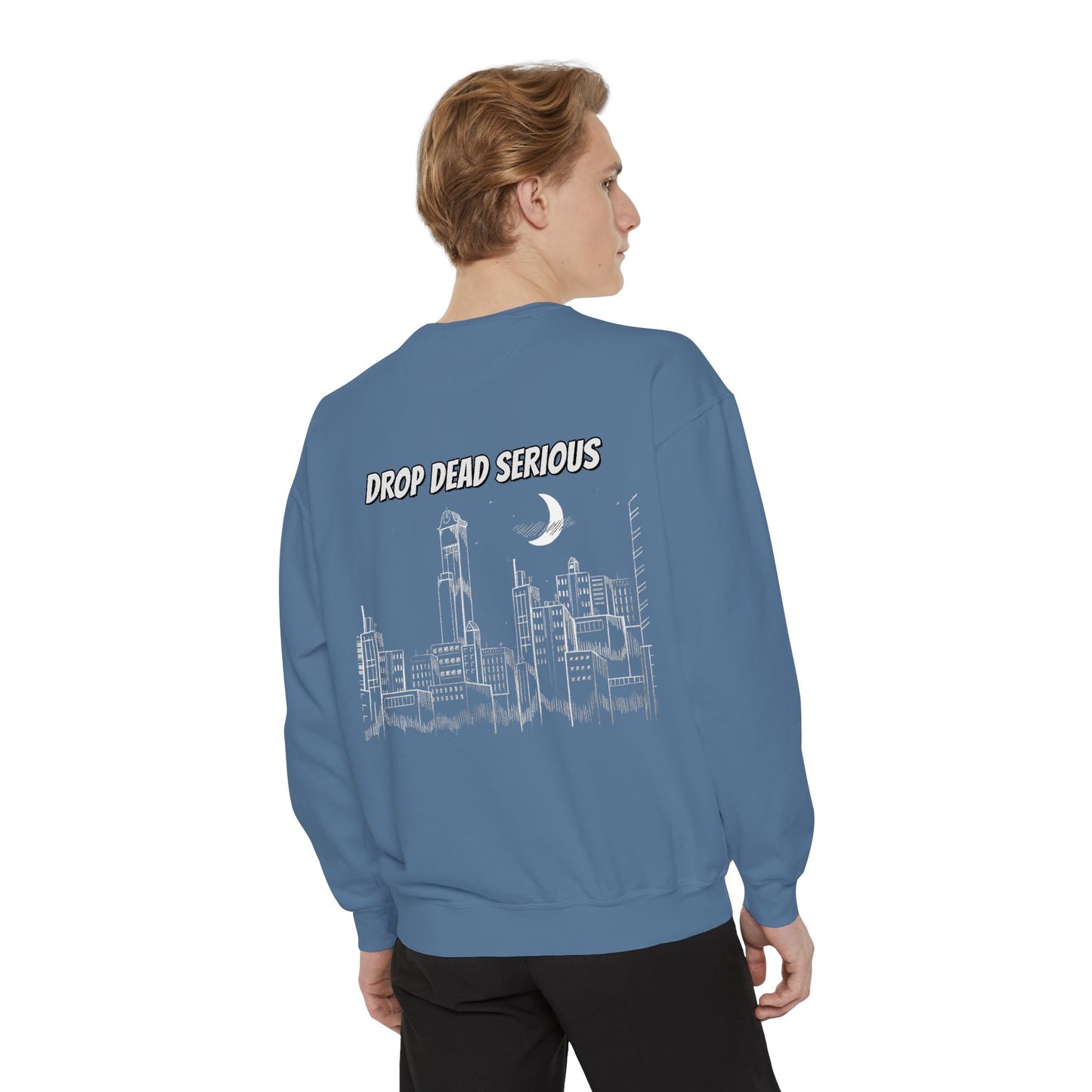 Drop Dead Serious Night Sky Graphic Sweatshirt