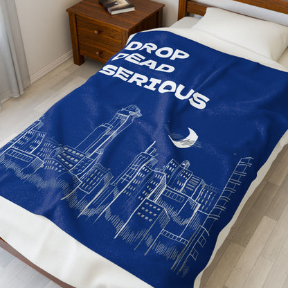 Drop Dead Serious Velveteen Plush Blanket - Cozy Urban Nightscape