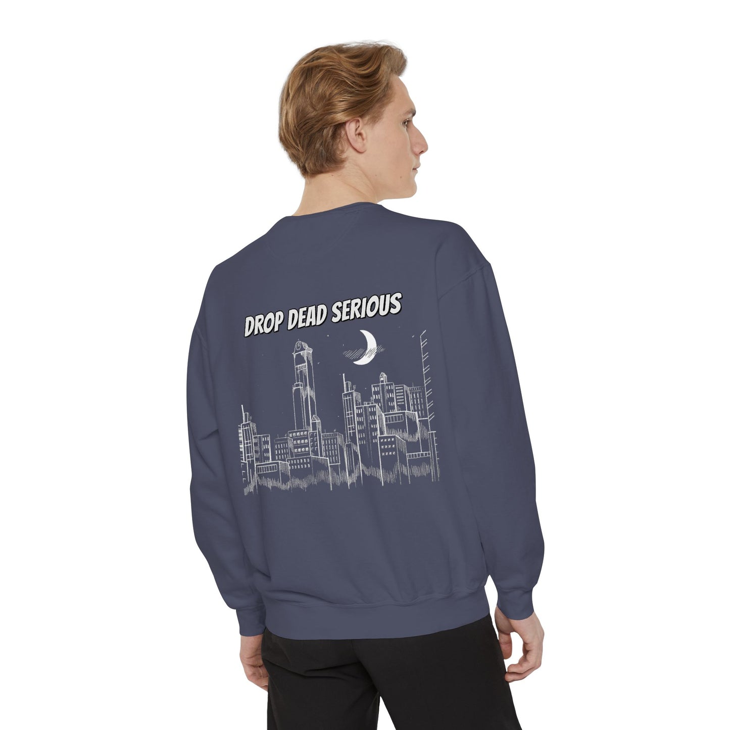 Drop Dead Serious Night Sky Graphic Sweatshirt