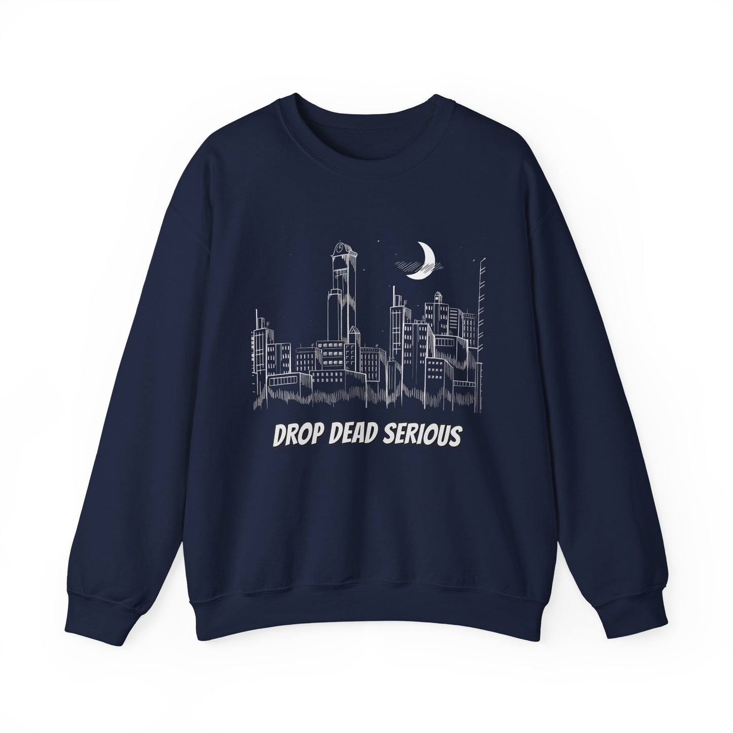 Drop Dead Serious Night Sky Graphic (Front Only) Crewneck