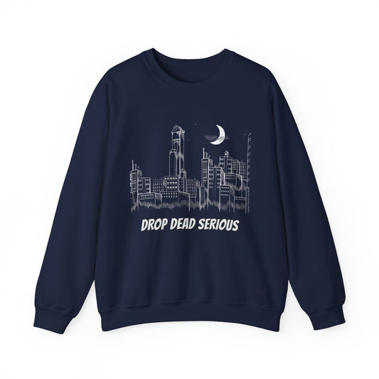 Drop Dead Serious Night Sky Graphic (Front Only) Crewneck